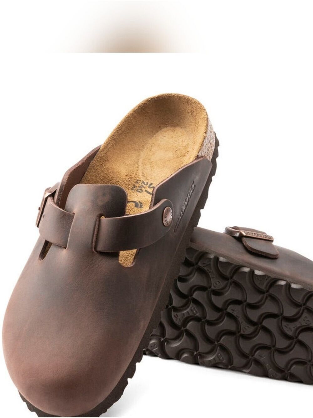 Birkenstock Brown Leather Boston Mule with Buckle (Unisex) - Picture 3 of 15